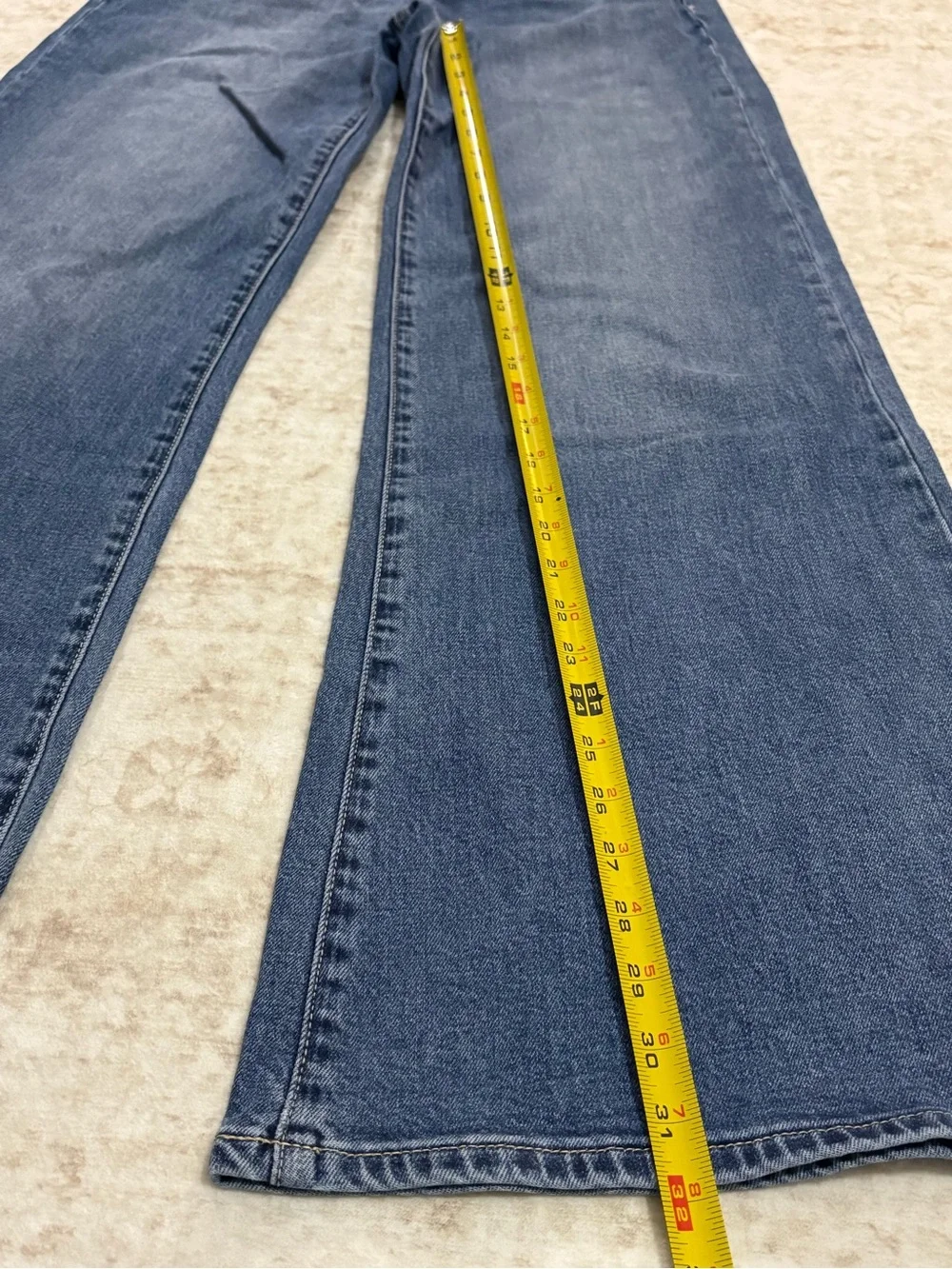 PETRA 5/26 medium wash wide leg jeans,